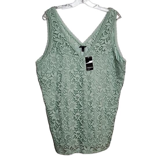 Torrid Harbor Gray Stretch Lace V-Neck Tank, 2X, NWT - Picture 1 of 8